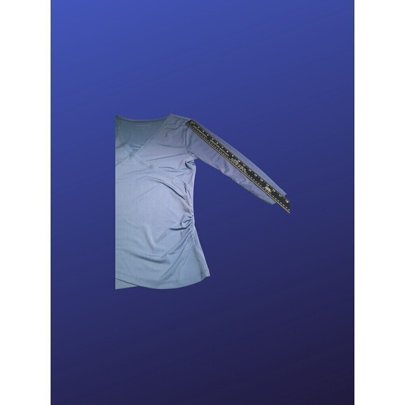 COLDWATER CREEK Surplice Wrap Top, LIGHT BLUE, Women’s Size X-Small, NWOT - Picture 5 of 8